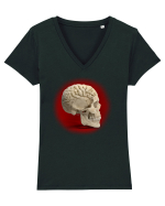 Craniu cu creier - skullbrain Tricou mânecă scurtă guler V Damă Evoker