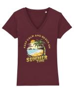 De vară: Keep calm and beach on Tricou mânecă scurtă guler V Damă Evoker