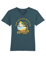 De vară: Keep calm and beach on Tricou mânecă scurtă guler V Bărbat Presenter