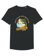 De vară: Keep calm and beach on Tricou mânecă scurtă guler larg Bărbat Skater