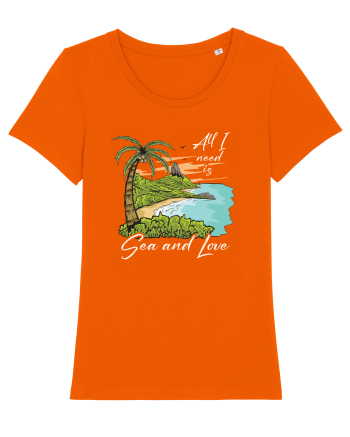 De vara: All I need is sea and love - black Bright Orange