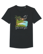 De vara: All I need is sea and love - black Tricou mânecă scurtă guler larg Bărbat Skater