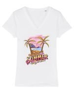 De vară: Magical summer sunsets Tricou mânecă scurtă guler V Damă Evoker