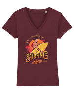 De vară: Surfing Miami Tricou mânecă scurtă guler V Damă Evoker