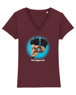Craniu cu casti - skullphones 17 Tricou mânecă scurtă guler V Damă Evoker