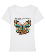 With Brave Wings She Flies Tricou mânecă scurtă guler larg fitted Damă Expresser