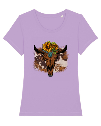 Vintage Sunflower Bull Skull Lavender Dawn
