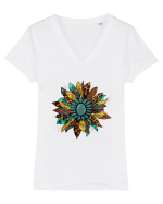 Vintage Summer Sunflower Tricou mânecă scurtă guler V Damă Evoker