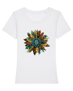 Vintage Summer Sunflower Tricou mânecă scurtă guler larg fitted Damă Expresser