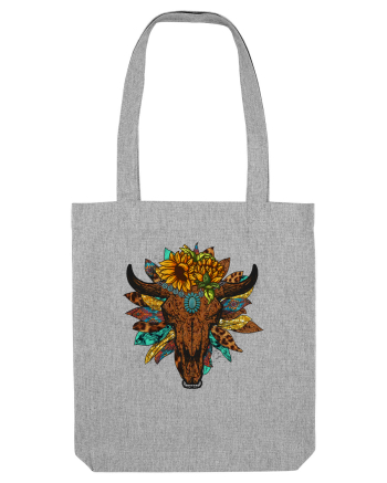 Western Sunflower Bull Skull Heather Grey