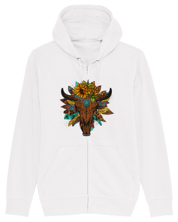 Western Sunflower Bull Skull White