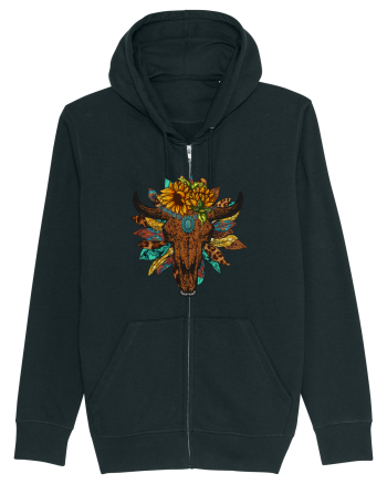 Western Sunflower Bull Skull Black