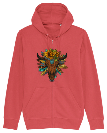 Western Sunflower Bull Skull Carmine Red