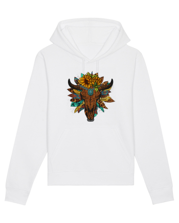 Western Sunflower Bull Skull White