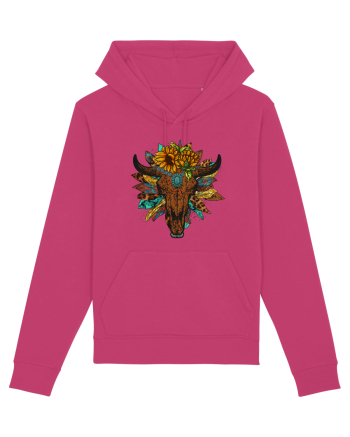 Western Sunflower Bull Skull Raspberry