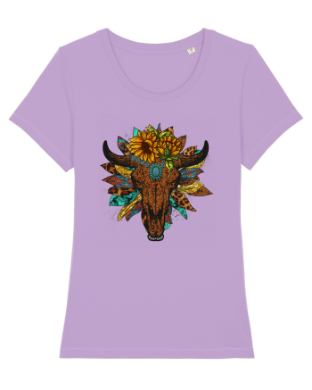 Western Sunflower Bull Skull Lavender Dawn
