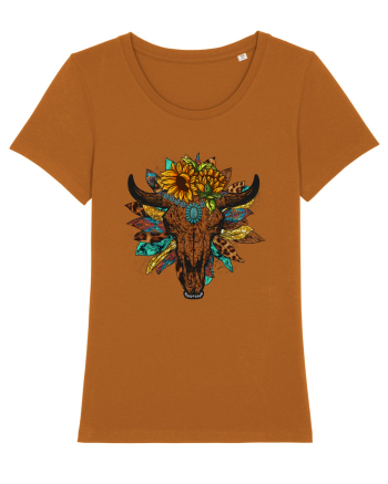 Western Sunflower Bull Skull Roasted Orange