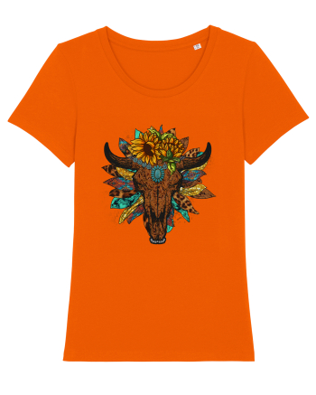 Western Sunflower Bull Skull Bright Orange