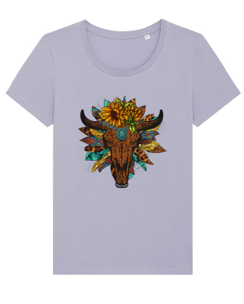 Western Sunflower Bull Skull Lavender