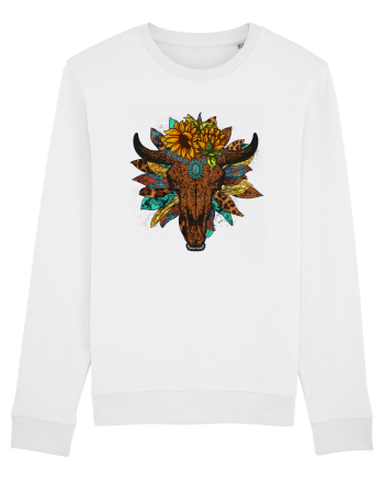 Western Sunflower Bull Skull White