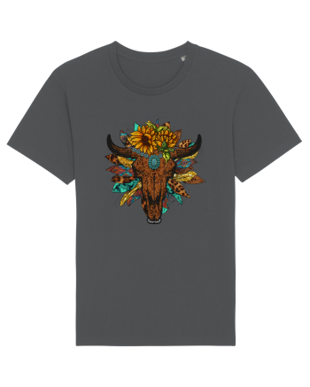 Western Sunflower Bull Skull Anthracite