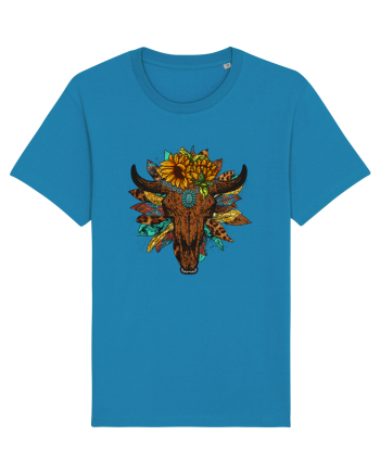 Western Sunflower Bull Skull Azur