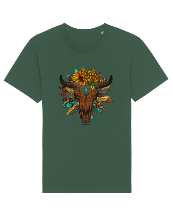 Western Sunflower Bull Skull Bottle Green