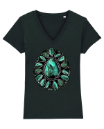 Western Vintage Gem Tricou mânecă scurtă guler V Damă Evoker
