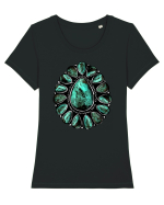 Western Vintage Gem Tricou mânecă scurtă guler larg fitted Damă Expresser