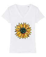 Sunflower Western Yellow Tricou mânecă scurtă guler V Damă Evoker