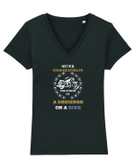 Designer on a bike Tricou mânecă scurtă guler V Damă Evoker