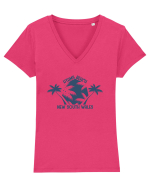 Hyams Beach Australia Tricou mânecă scurtă guler V Damă Evoker