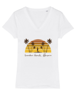 Lanikai Beach Hawaii Tricou mânecă scurtă guler V Damă Evoker