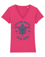 Matira Beach Bora Bora Tricou mânecă scurtă guler V Damă Evoker