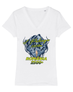 Pentru montaniarzi - Man vs mountain - Peleaga Tricou mânecă scurtă guler V Damă Evoker