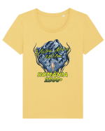 Pentru montaniarzi - Man vs mountain - Viștea Mare Tricou mânecă scurtă guler larg fitted Damă Expresser