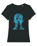 Shadow face, blue Tricou mânecă scurtă guler larg fitted Damă Expresser