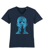 Shadow face, blue Tricou mânecă scurtă guler V Bărbat Presenter
