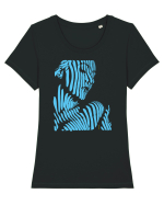 Shadow thought, blue  Tricou mânecă scurtă guler larg fitted Damă Expresser