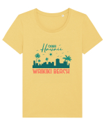 Waikiki Beach Oahu Tricou mânecă scurtă guler larg fitted Damă Expresser