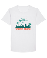 Waikiki Beach Oahu Tricou mânecă scurtă guler larg Bărbat Skater