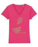 Strip face  Tricou mânecă scurtă guler V Damă Evoker