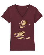 Strip face  Tricou mânecă scurtă guler V Damă Evoker