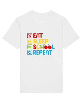 Eat Sleep School Repeat White