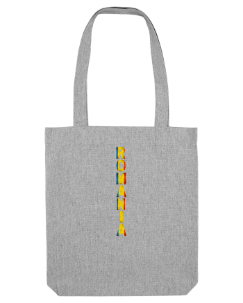 Romania text vertical tricolor Heather Grey