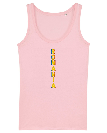 Romania text vertical tricolor Cotton Pink