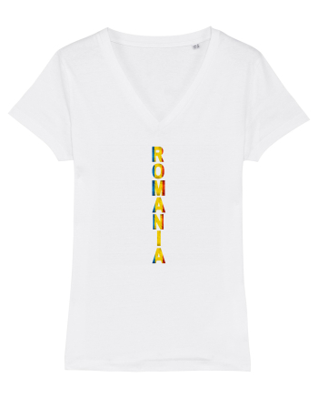 Romania text vertical tricolor White