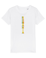 Romania text vertical tricolor Tricou mânecă scurtă  Copii Mini Creator