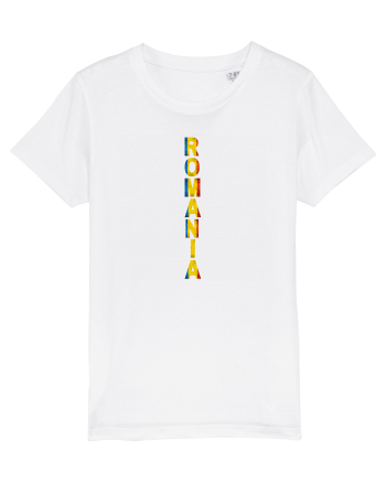Romania text vertical tricolor White