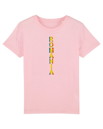 Romania text vertical tricolor Cotton Pink